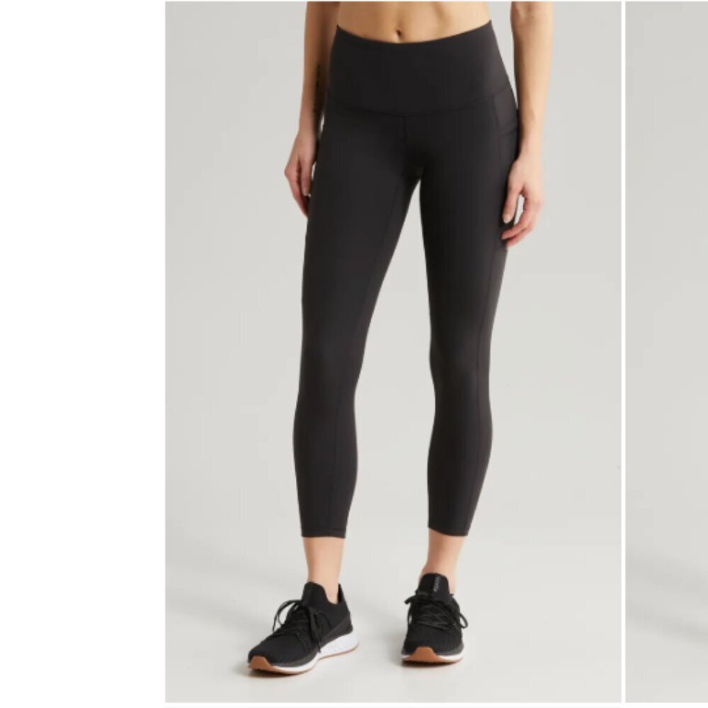 NWT Z by Zella Perform High Waist Pocket 7/8 Black Pilates Yoga Leggings Size XS